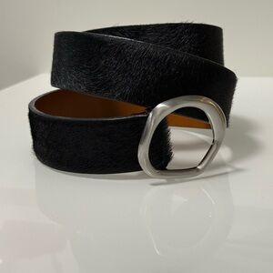 Something Navy Black Cow Hair Leather Belt